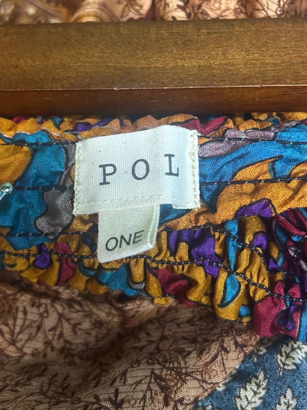 POL Multicolor Patchwork Wide-Leg ankle pants with Smocked Waist - Picture 9 of 10